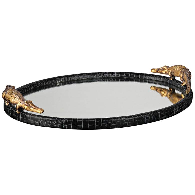 Image 1 Uttermost Alligator Black and Mirrored Tray
