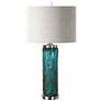 Uttermost Almanzora 29 3/4" Blue Glass Cylindrical Table Lamp