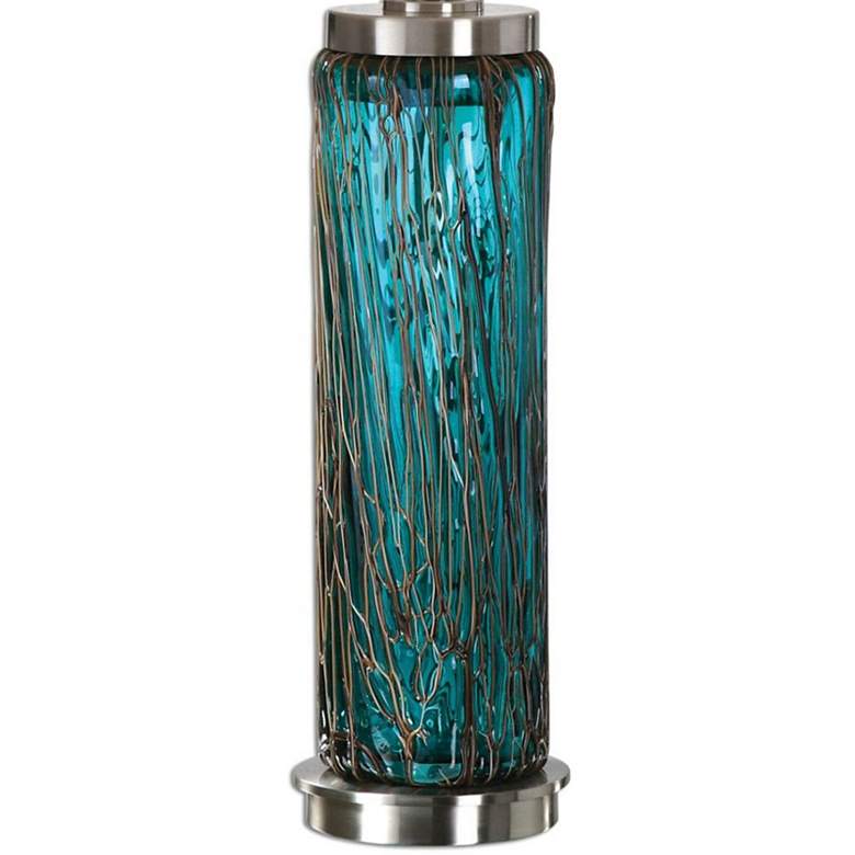 Image 3 Uttermost Almanzora 29 3/4 inch Blue Glass Cylindrical Table Lamp more views