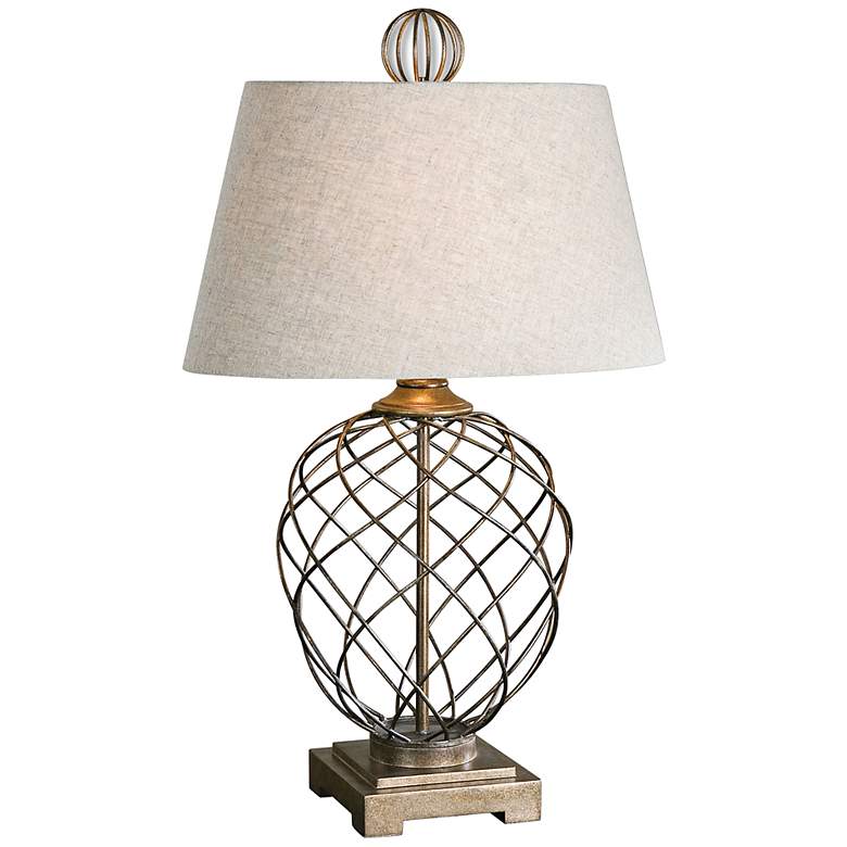 Image 1 Uttermost Almora Spiral Metal Cage Bronze Table Lamp