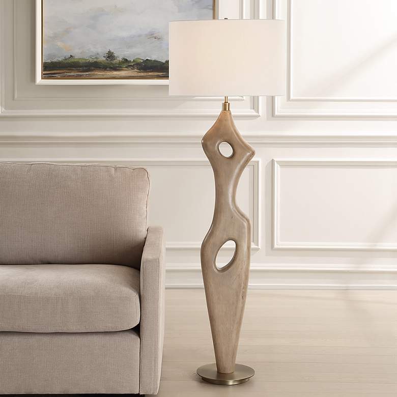 Image 1 Uttermost Almyra 65 1/4" Wood Floor Lamp