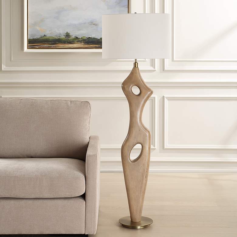 Image 3 Uttermost Almyra 65 1/4" Wood Floor Lamp more views