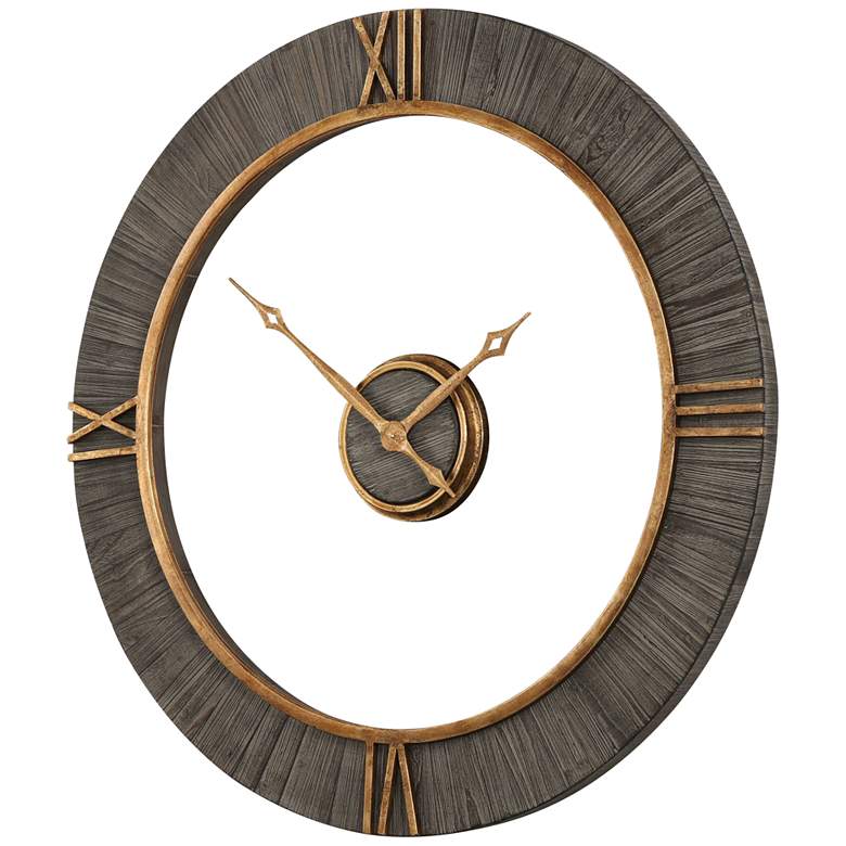 Uttermost Alphonzo Charcoal Stained 39 1/4&quot; Round Wall Clock