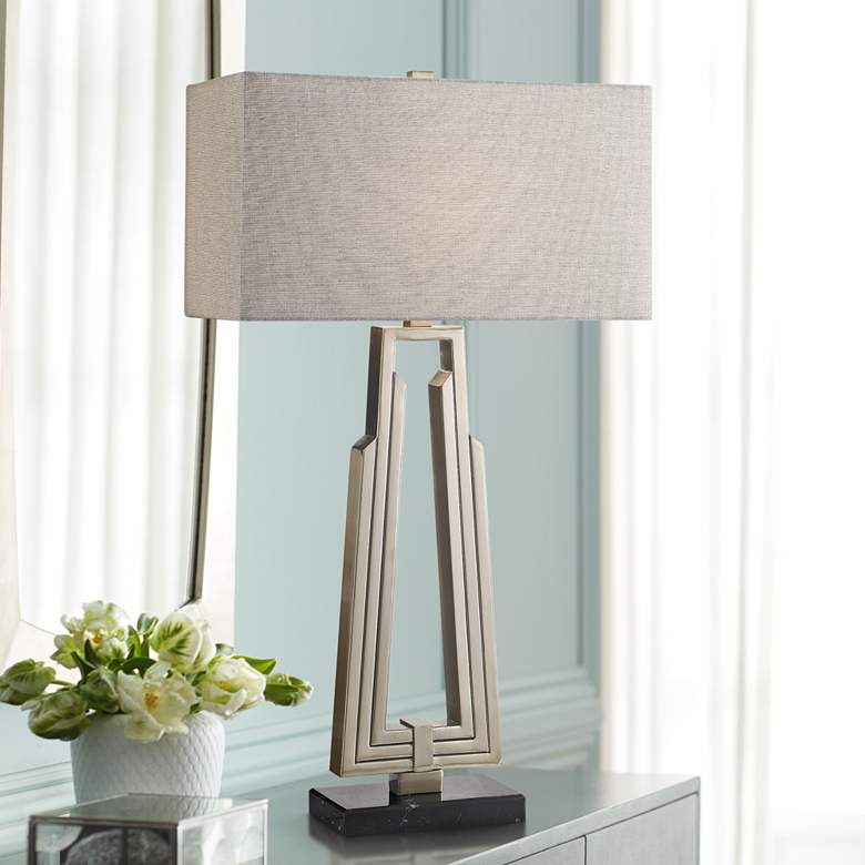 Image 1 Uttermost Alvar 32" High Antiqued Nickel Plated Table Lamp