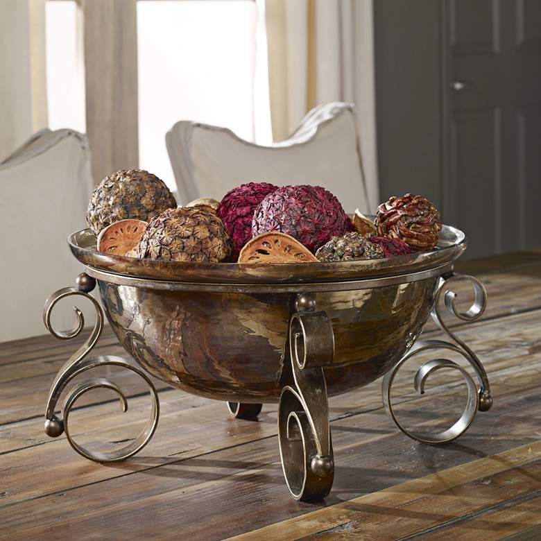 Image 1 Uttermost Alya 17 inch Wide Rustic Scroll Glass Bowl