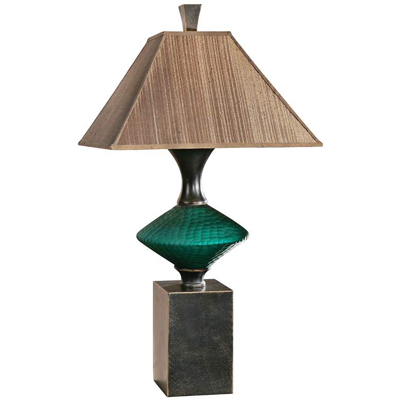 Image 1 Uttermost Alzavola Scalloped Dark Teal Table Lamp
