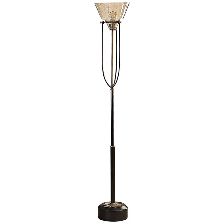 Image 1 Uttermost Amaleeda Aged Black Torchiere Floor Lamp