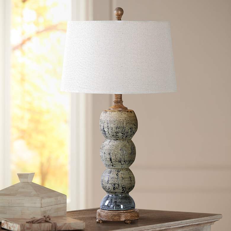 Image 1 Uttermost Amelia Blue-Gray Textured Ceramic Table Lamp