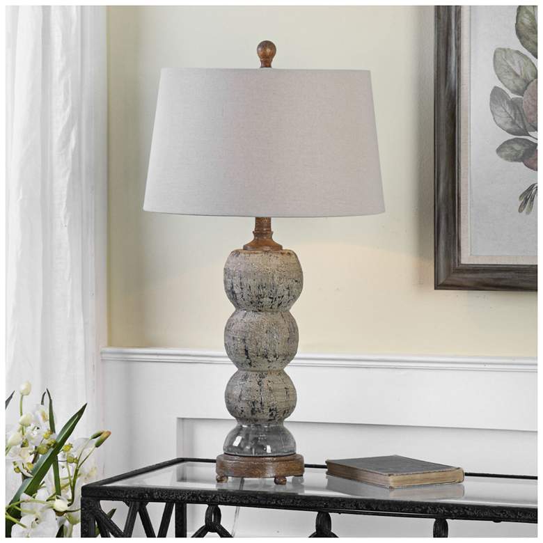 Uttermost Amelia Blue-Gray Textured Ceramic Table Lamp more views