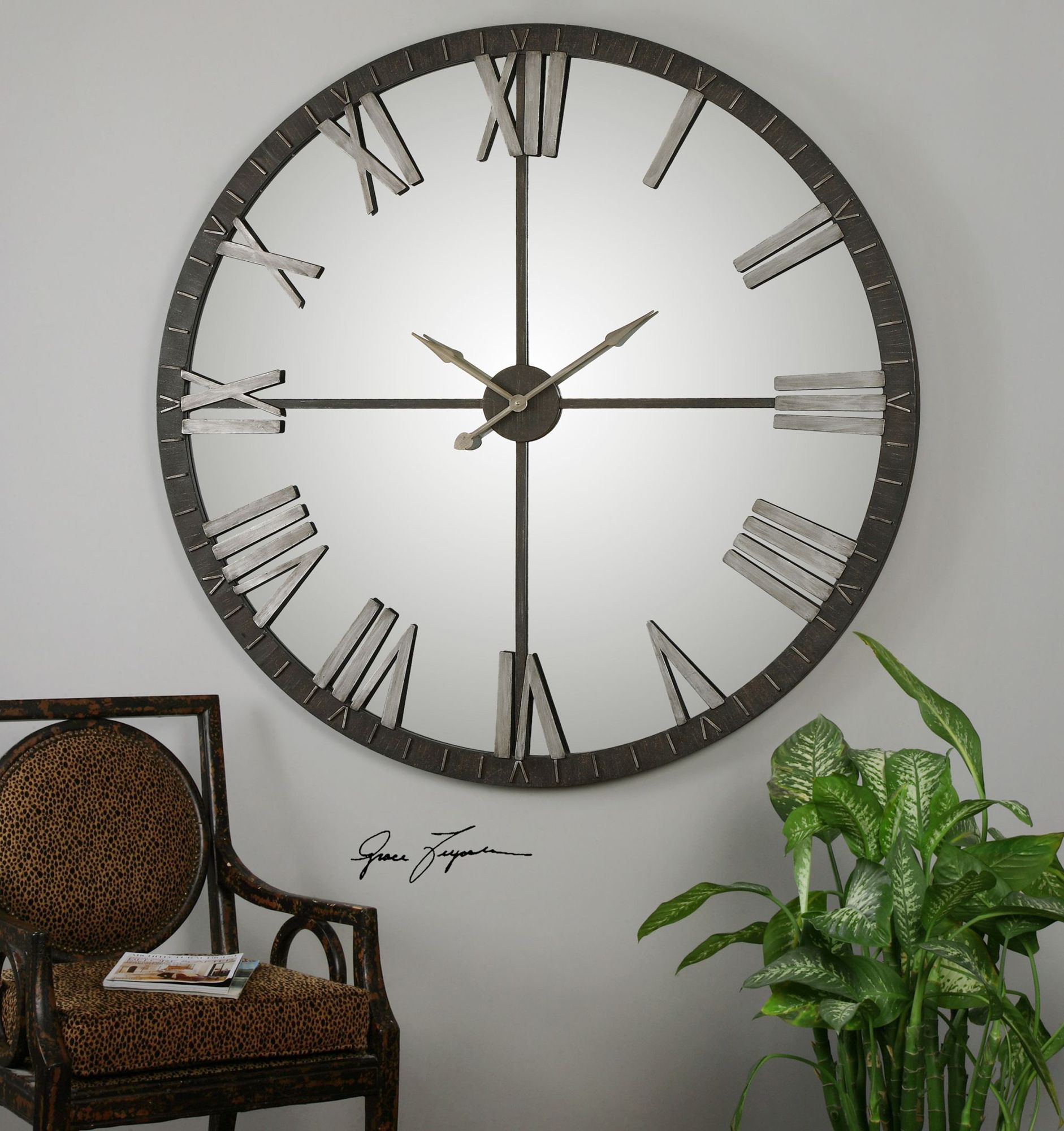 Image 4 Uttermost Amelie 60" Round Metal Wall Clock more views