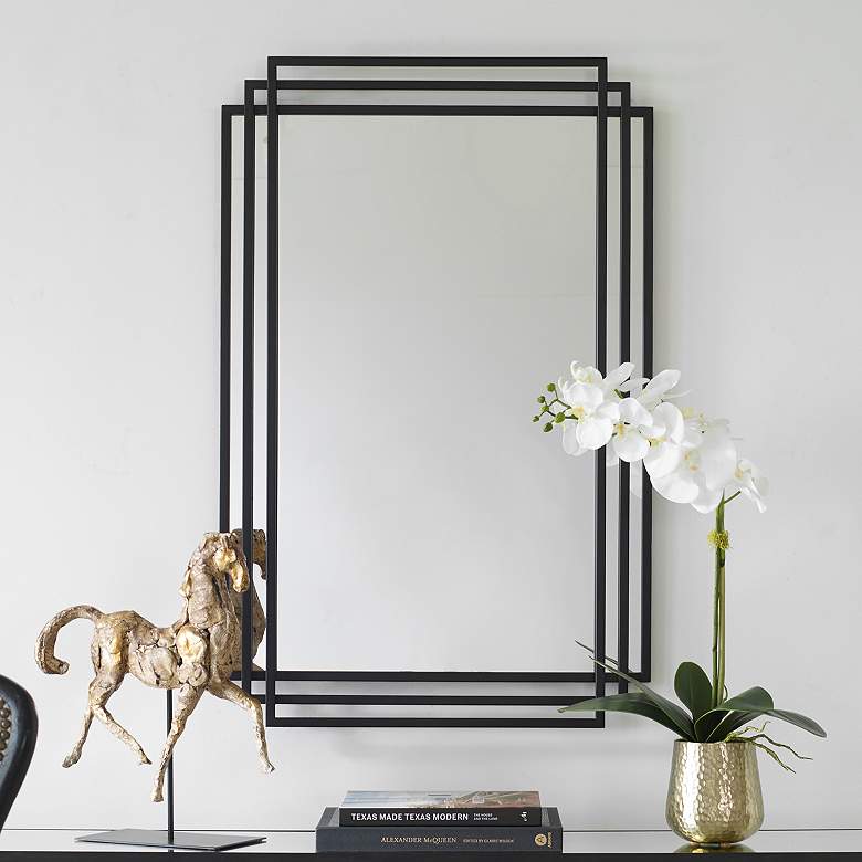Image 1 Uttermost Amherst 36 1/2" x 23 3/4" Matte Black Metal Wall Mirror