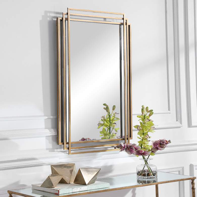 Image 1 Uttermost Amherst Brushed Gold 23 3/4" x 36 1/2" Wall Mirror