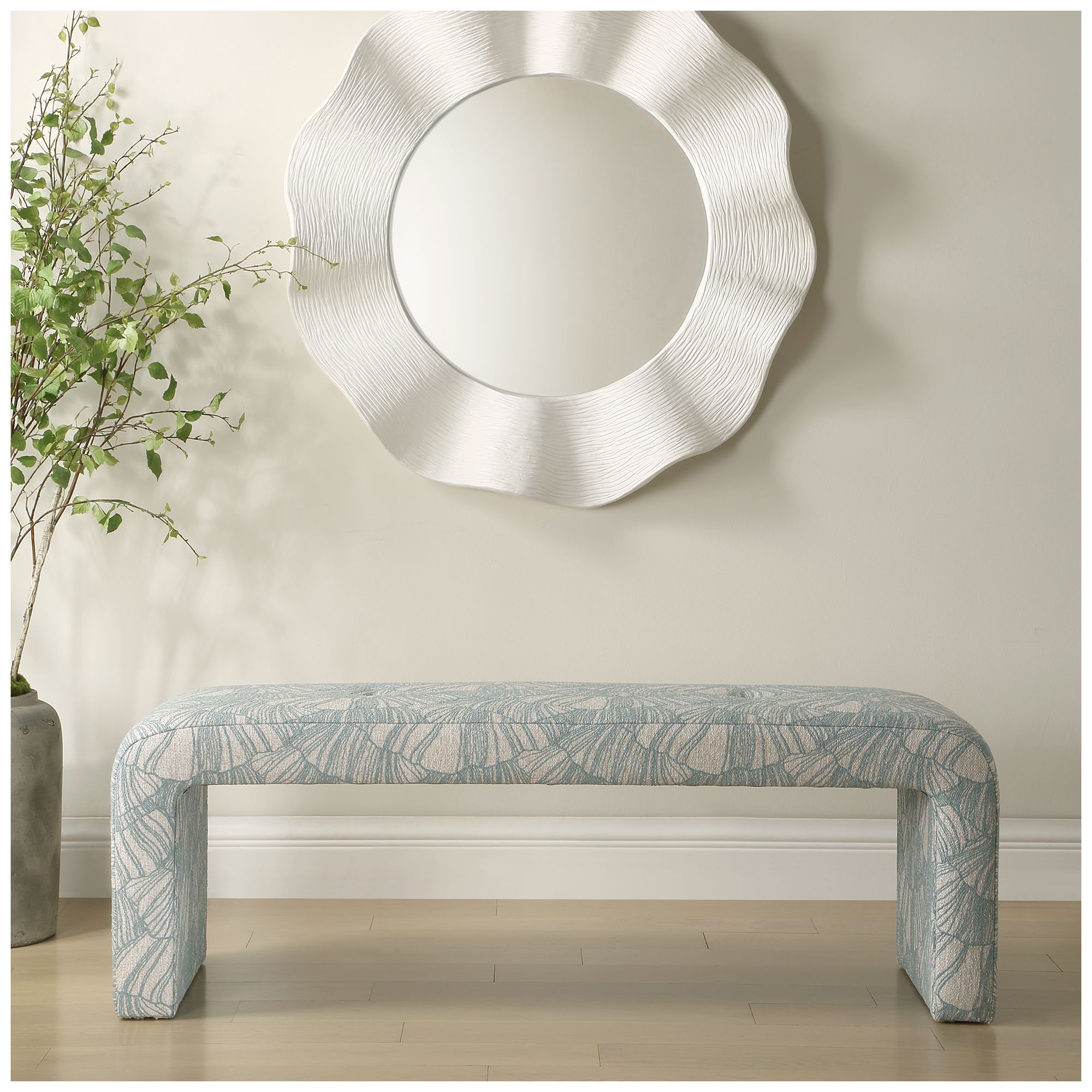 Image 3 Uttermost Amie Blue Shell Print 54" Wide Bench more views