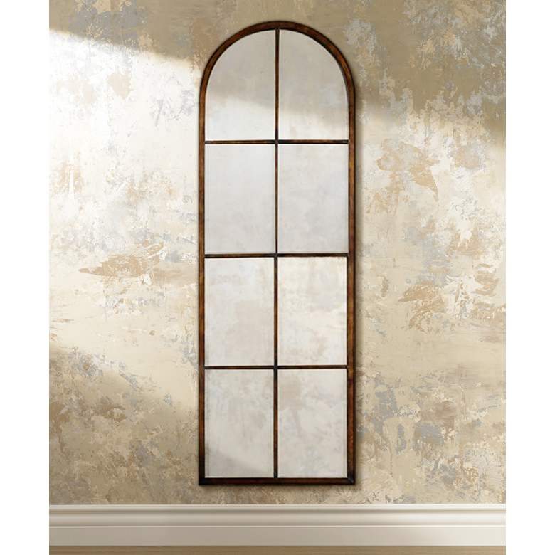 Uttermost Amiel Maple Brown 17 inch x 50 inch Arch Top Wall Mirror