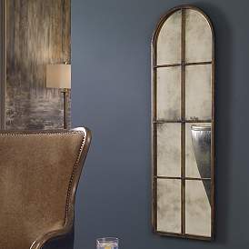 Image5 of Uttermost Amiel Maple Brown 17" x 50" Arch Top Wall Mirror more views