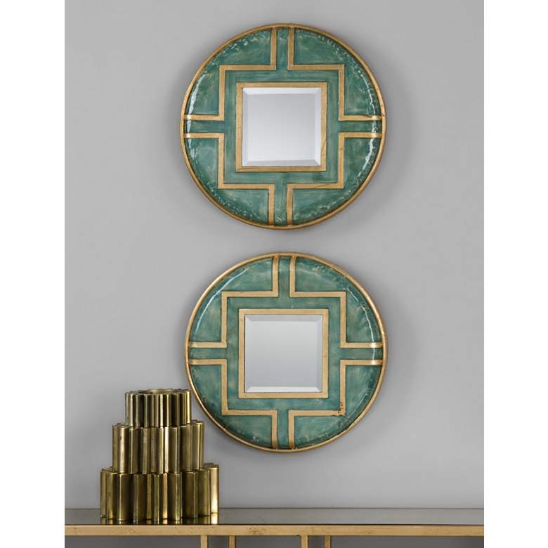 Image 1 Uttermost Amina 16 inch Round Wall Mirrors Set of 2