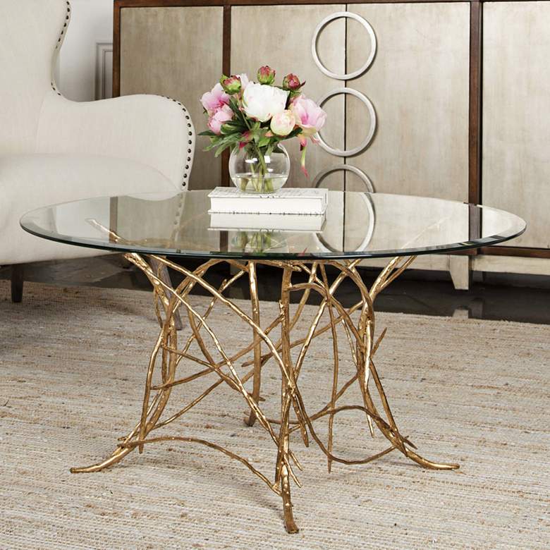 Image 1 Uttermost Amoret 36 inch Wide Gold Leaf Branch Coffee Table