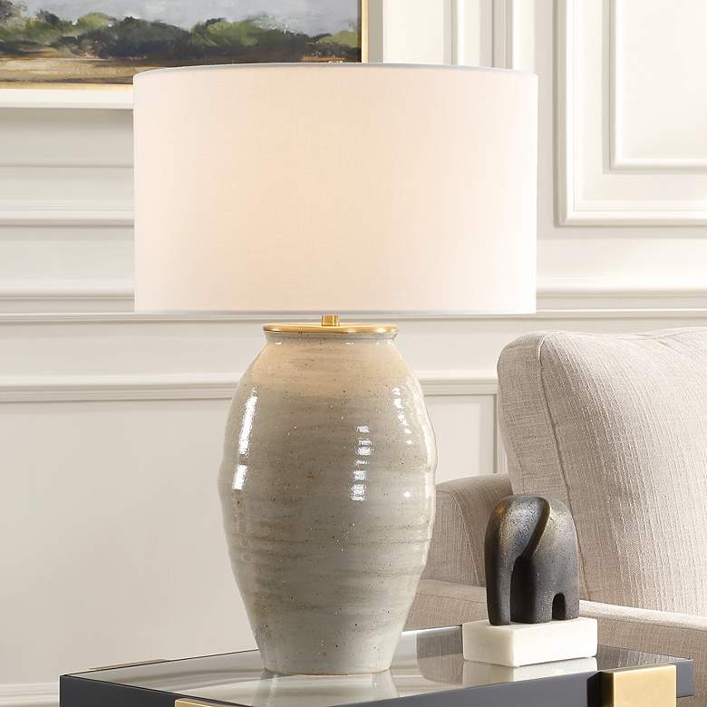 Image 1 Uttermost Amos Light Gray Glaze Ceramic Table Lamp
