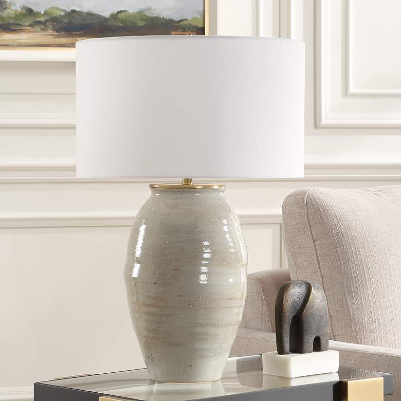 Image 4 Uttermost Amos Light Gray Glaze Ceramic Table Lamp more views