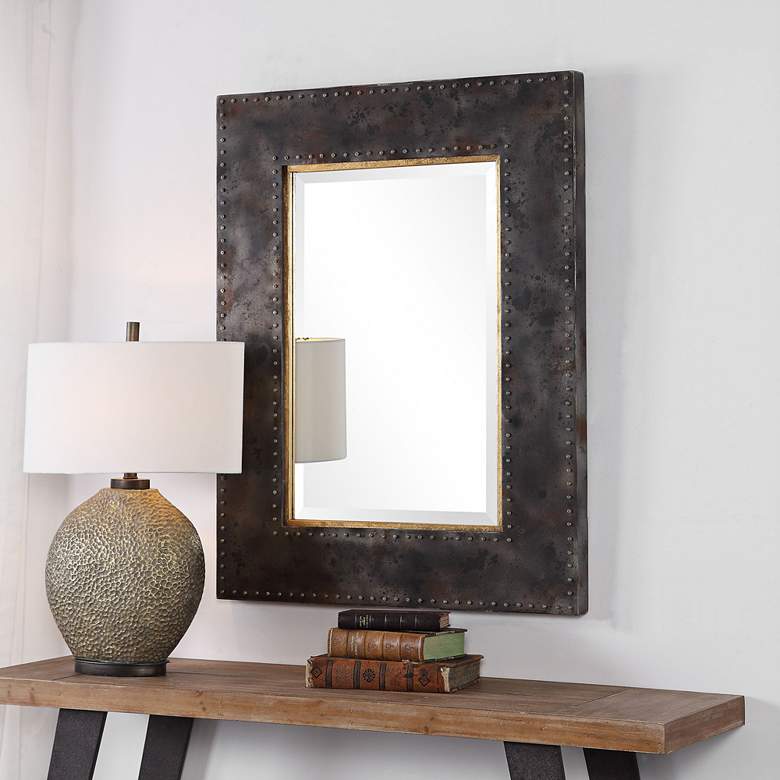 Image 1 Uttermost Amparo Oxidized Steel Gray 30" x 40" Wall Mirror