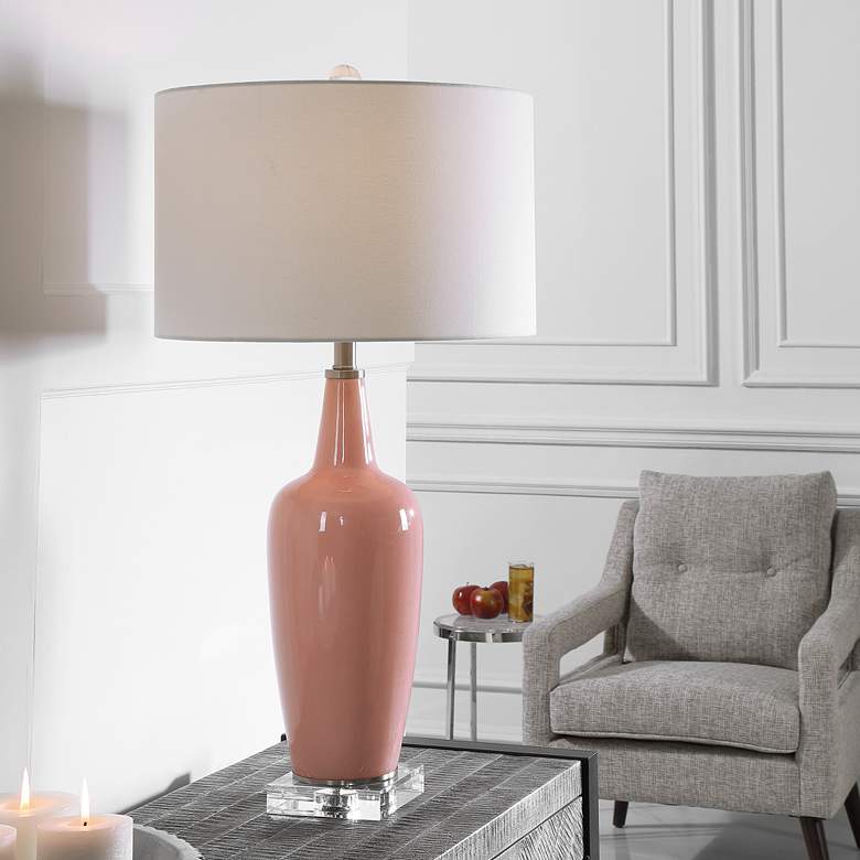Image 1 Uttermost Anastasia 33" Light Pink Glaze Ceramic Table Lamp