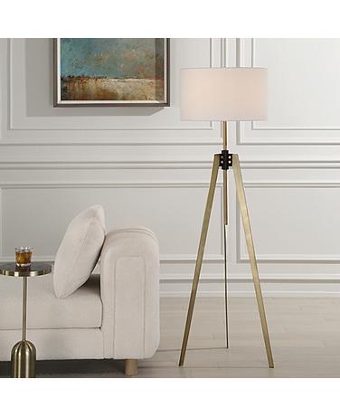 Uttermost Anchorage 63 1/2" Antique Brass Tripod Floor Lamp