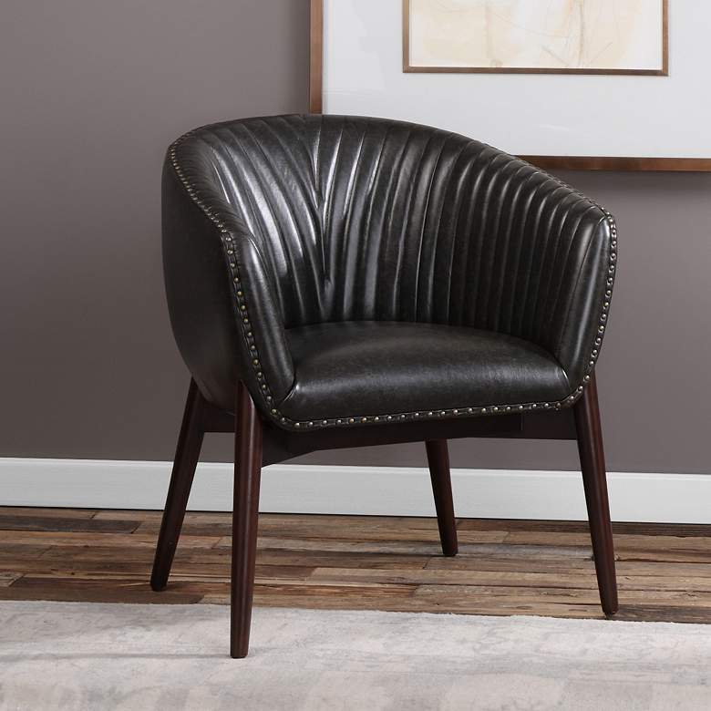 Image 1 Uttermost Anders Onyx Faux Leather Accent Chair