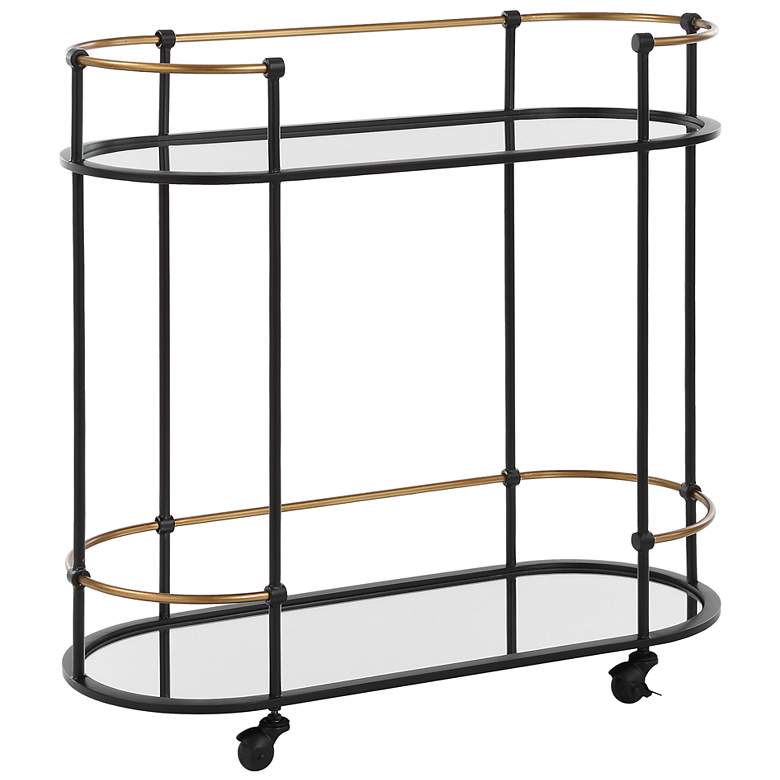 Image 3 Uttermost Andre 32" Wide Satin Black 2-Shelf Bar Cart more views
