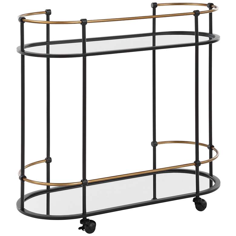 Image 5 Uttermost Andre 32" Wide Satin Black 2-Shelf Bar Cart more views