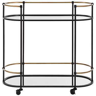 Uttermost Andre 32" Wide Satin Black 2-Shelf Bar Cart