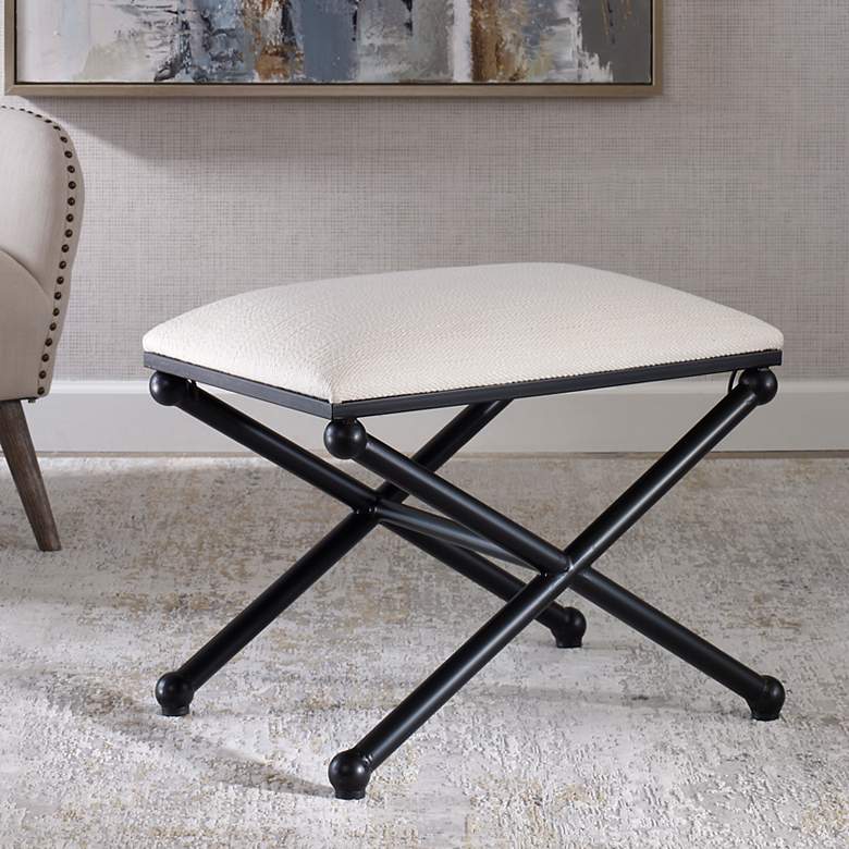 Image 1 Uttermost Andrews 23 1/2" Wide White Fabric Small Bench