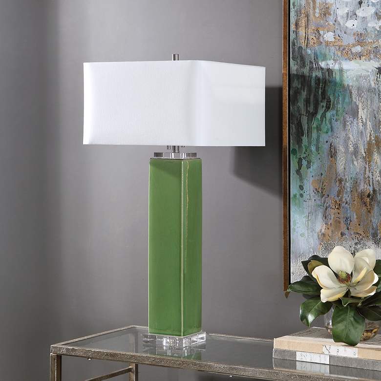 Image 1 Uttermost Aneeza Tropical Green Glaze Ceramic Table Lamp