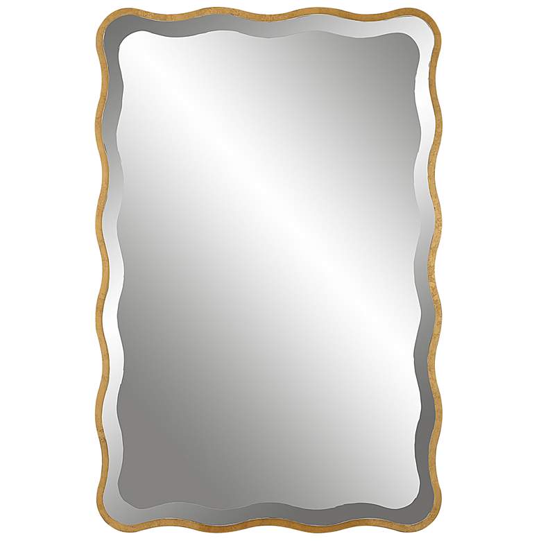 Image 2 Uttermost Aneta 36" x 24" Scalloped Wood Gold Mirror