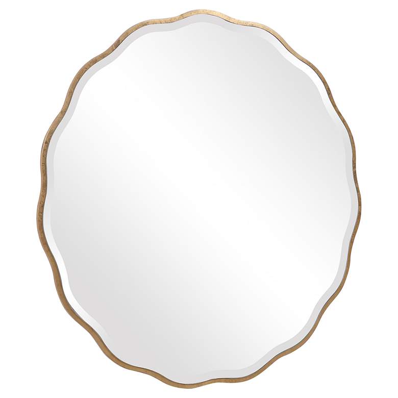 Image 5 Uttermost Aneta Aged Gold 42" Round Scalloped Modern Wall Mirror more views