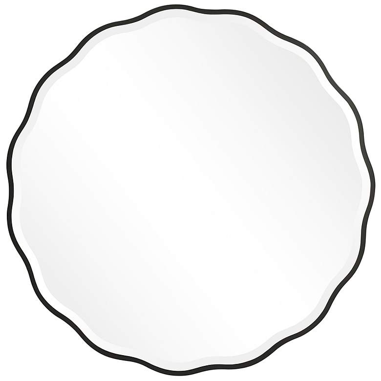 Image 2 Uttermost Aneta Satin Black 42" Round Scalloped Wall Mirror