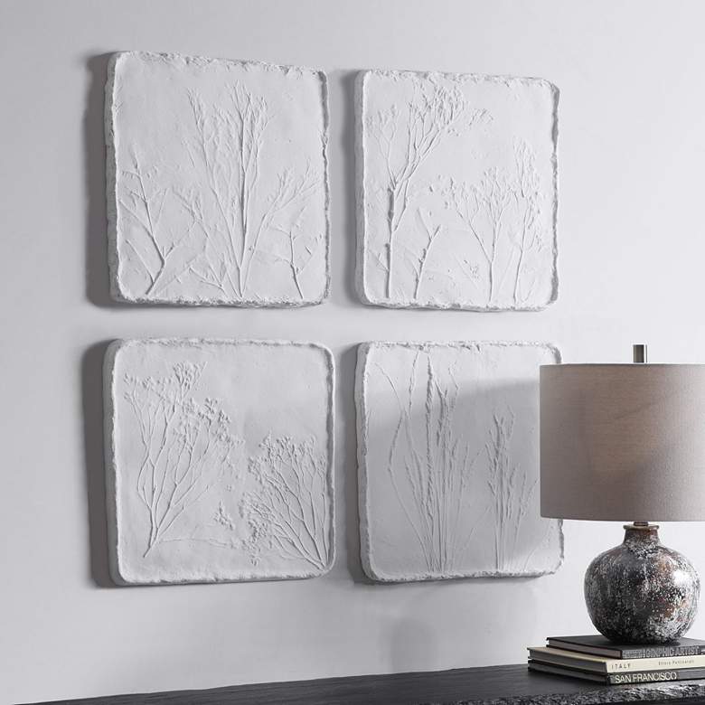 Image 1 Uttermost Angeline 16 3/4" Square White 4-Piece Wall Art Set