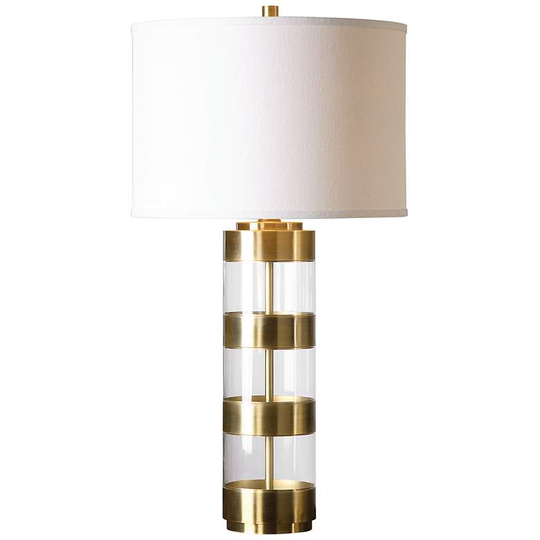 Image 1 Uttermost Angora Brushed Brass Column Table Lamp