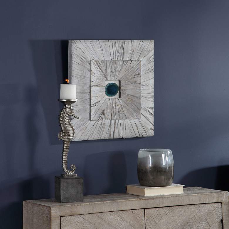 Image 1 Uttermost Anika 20" Square Bleached Blonde Wood Wall Art