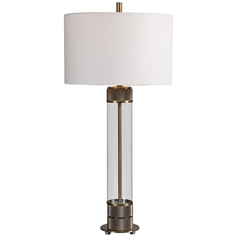 Image 6 Uttermost Anmer 35" High Antiqued Brass and Clear Glass Table Lamp more views