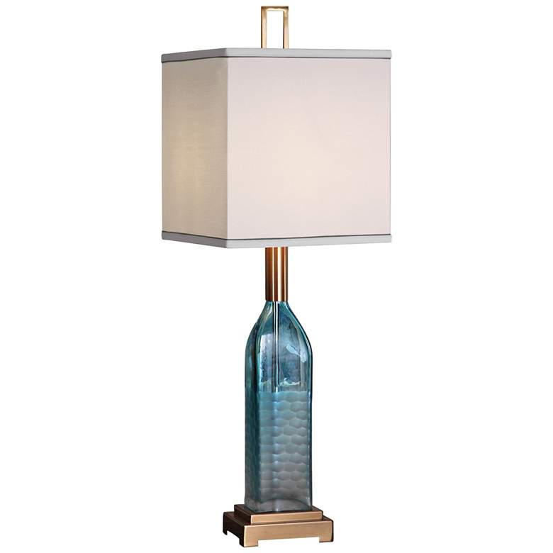 Image 1 Uttermost Annabella Textured Teal Green Bottle Table Lamp
