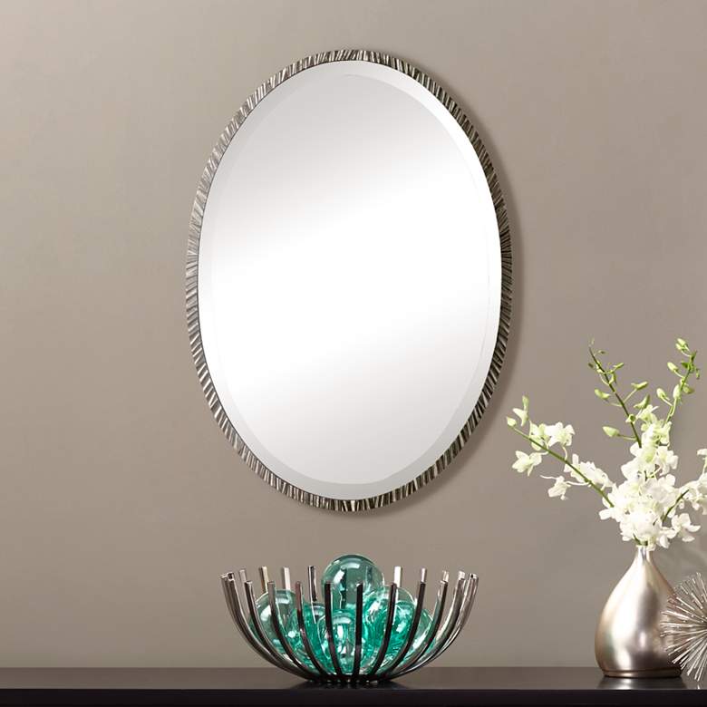 Image 1 Uttermost Annadel Polished Nickel 20 inch x 28 inch Oval Wall Mirror