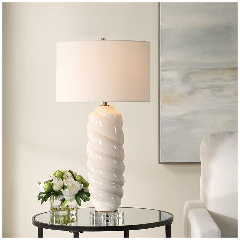 Image 1 Uttermost Anneli 30 1/2" Gloss White Ceramic Table Lamp