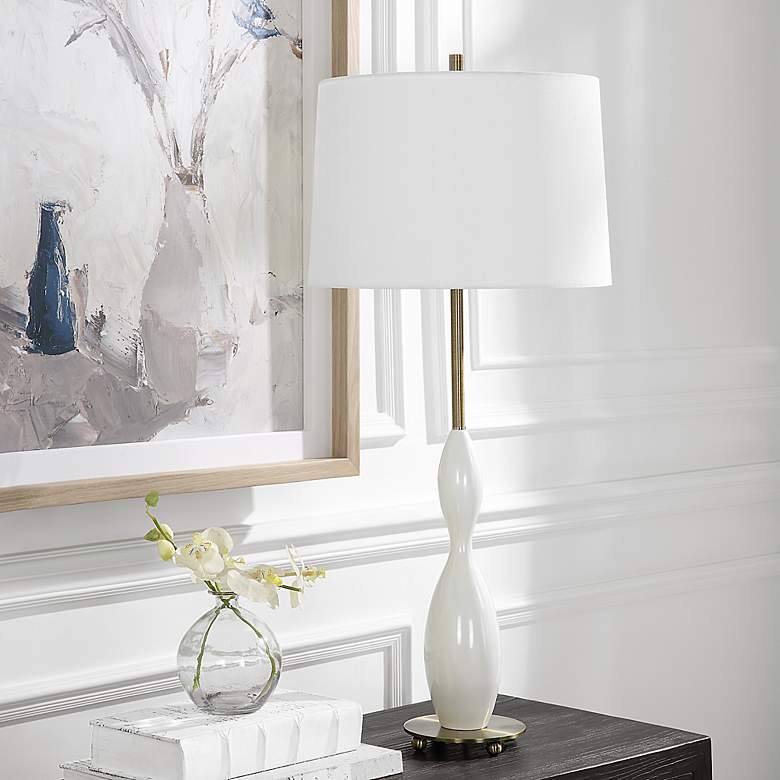 Image 3 Uttermost Annora 34" High Modern Textured White Ceramic Table Lamp more views