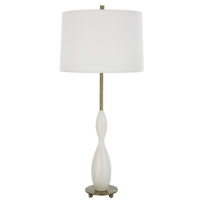 Image 4 Uttermost Annora 34" High Modern Textured White Ceramic Table Lamp more views