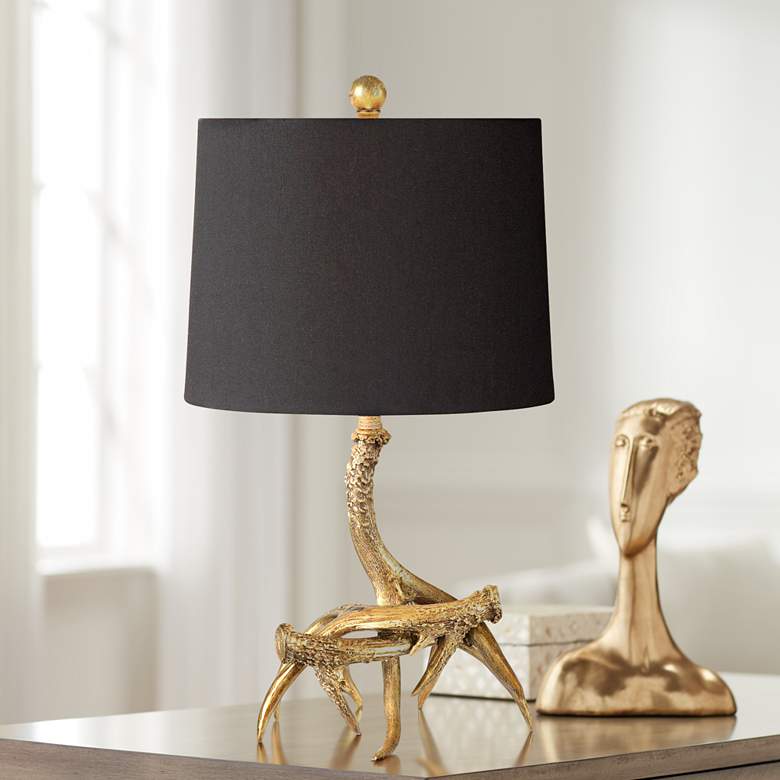 Image 1 Uttermost Antiqued Golden Antlers Table Lamp