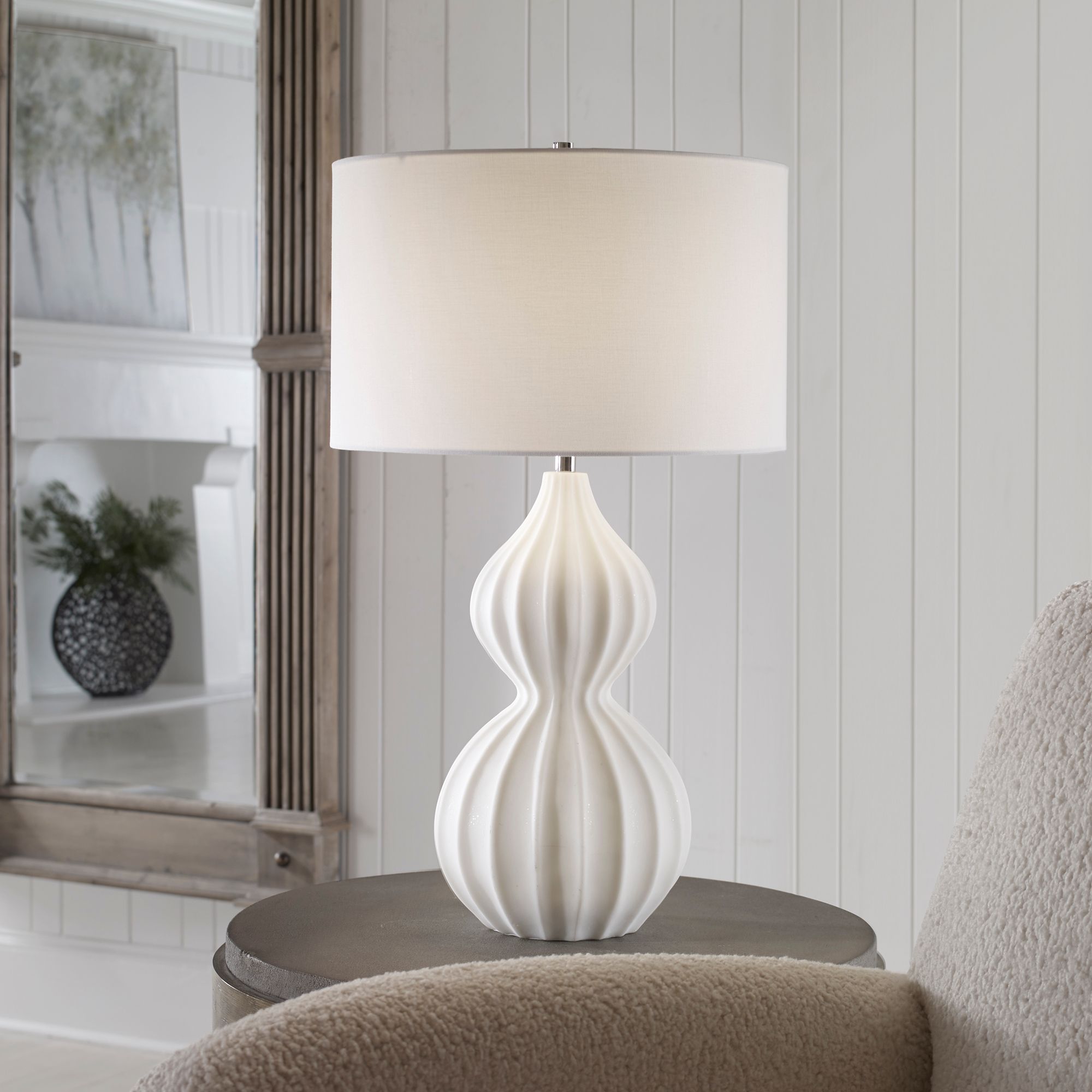 Uttermost Antoinette White Marble Gourd Table Lamp - #225H1