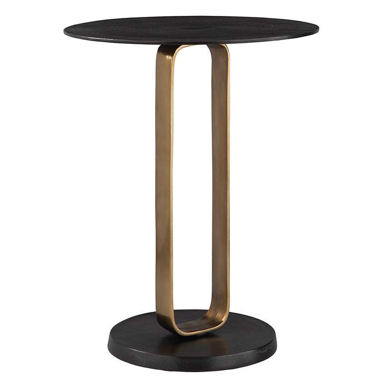 Image 1 Uttermost Aperture 17" Wide x 23" High Black and Brass Accent Tab