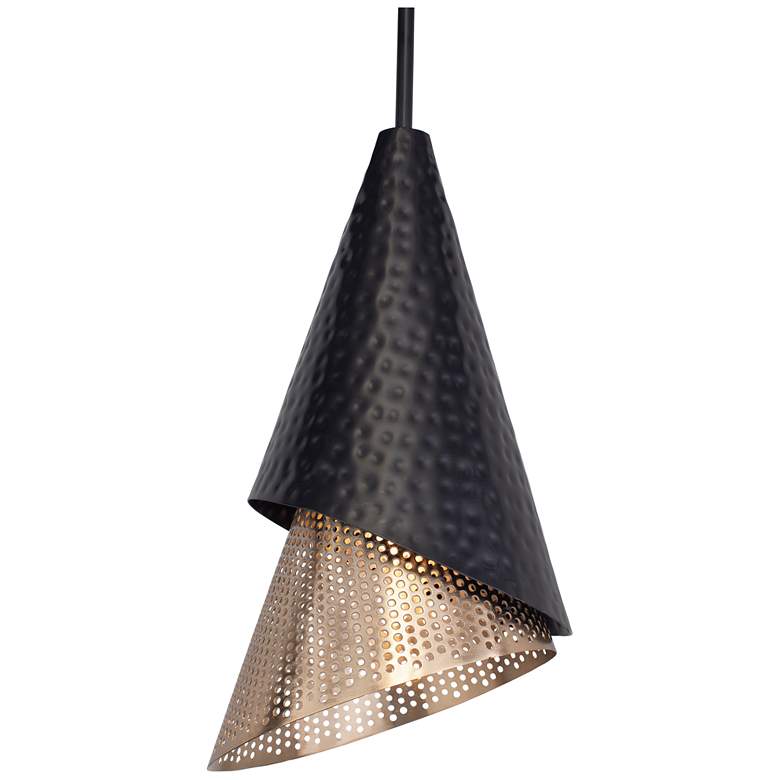 Image 1 Uttermost Apollo 10" Wide 1 Lt Black and Gold Metal Pendant