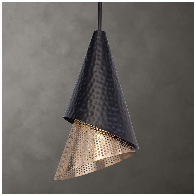 Image 1 Uttermost Apollo 10" Wide 1 Lt Black and Gold Metal Pendant