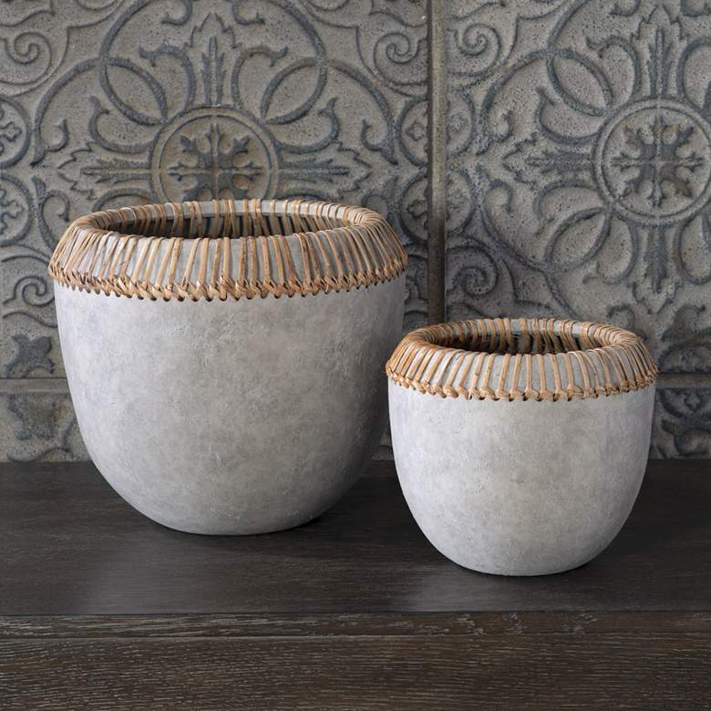 Image 1 Uttermost Aponi Concrete Gray Earthenware Bowls Set of 2
